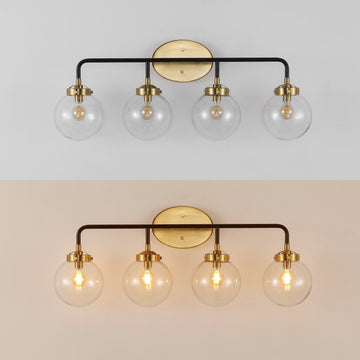 Caleb Brass Vanity Wall Sconce Clear